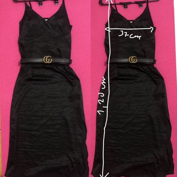 H&M black long silky dress XS + free belt ! - Picture 4 of 4